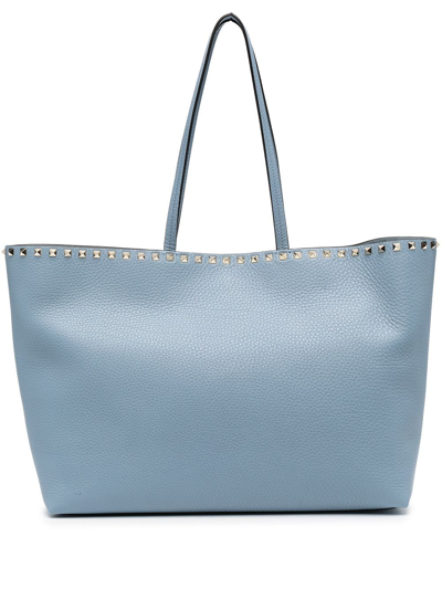 Valentino Garavani Rockstud Vitello Tote Bag In Blue