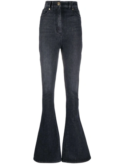 Balmain High-waisted Bootcut Jeans In Nero