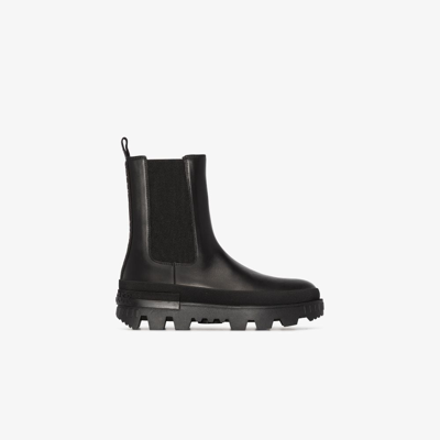 Moncler Coralyne 40mm Leather Chelsea Boots In Black