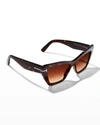 Tom Ford Wyatt Plastic Cat-eye Sunglasses In Havana/brown