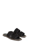 Lafayette 148 Nia Two-band Whipstitched Suede Sandals In Black