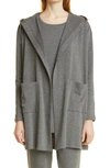 Eileen Fisher Organic Cotton Blend Open Front Hooded Cardigan In Ash