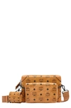 Mcm Berlin Visetos Coated Canvas Crossbody Bag In Cognac