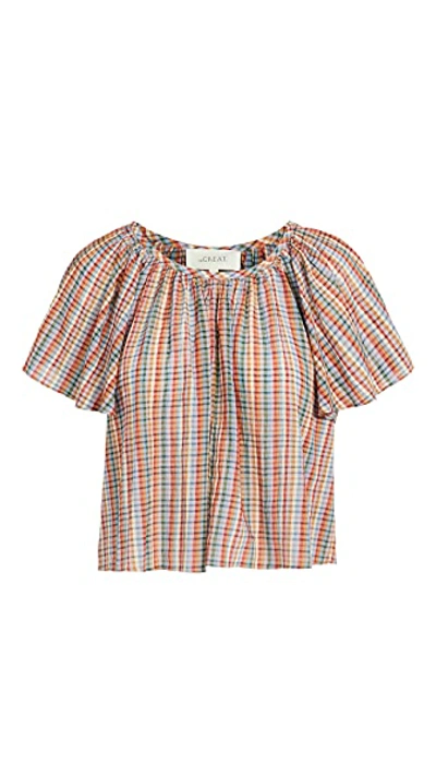 The Great The Dale Plaid Cotton Top In Multi