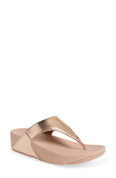 Fitflop Lulu Flip Flop In Rose Gold Leather