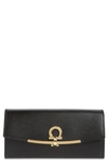 Ferragamo Icona Calfskin Leather Wallet In Carawayseed