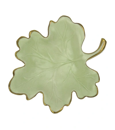 Villari Porcelain Fig Leaf Dish (15cm) In Green