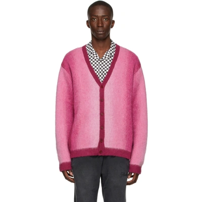 Awake Ny Mohair Ombre Stripe Cardigan In Pink