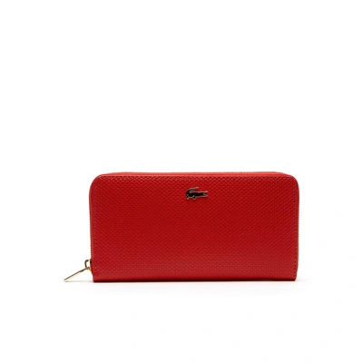 Lacoste Women's Chantaco Piqué Leather Zip Wallet - High Risk Red | ModeSens
