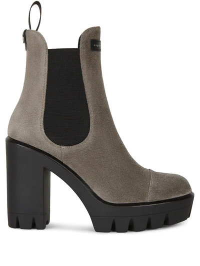 Giuseppe Zanotti Tonix Lug-sole Suede Platform Boots In Grey