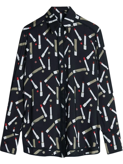 Victoria Beckham Lipstick-print Long-sleeve Shirt In Black ModeSens
