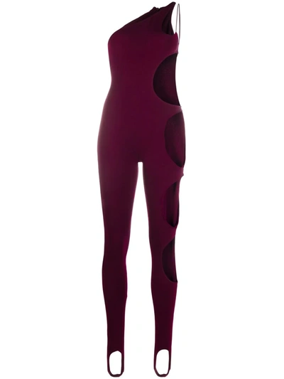 Laquan Smith One Shoulder Cutout Jumpsuit In 绛紫色