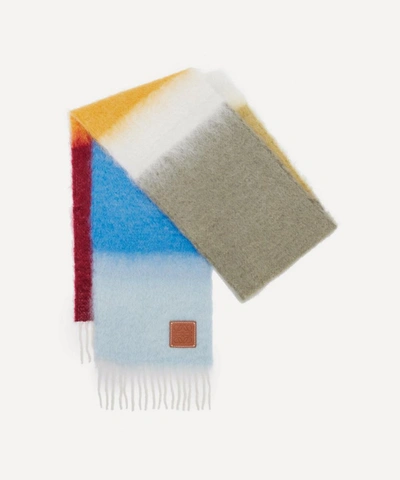 Loewe Striped Mohair-blend Scarf In Brown