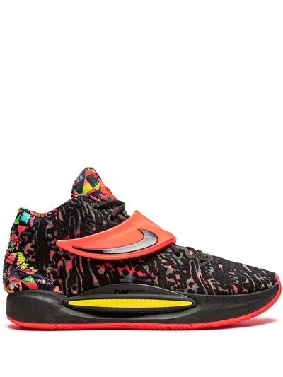 Nike Kd14 High-top Trainers In Black,yellow Strike,bright Crimson