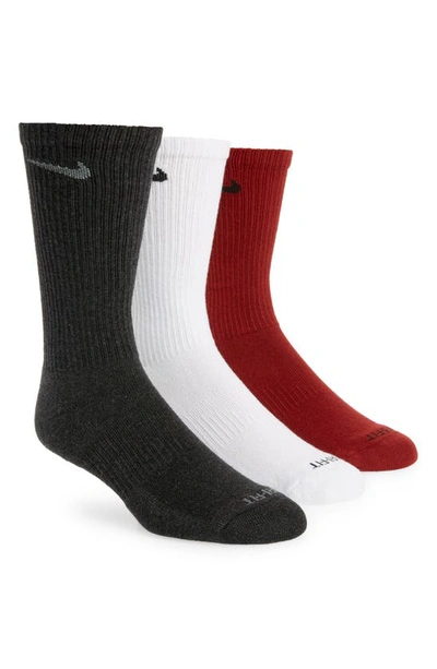 Nike Dry 3-pack Everyday Plus Cushion Crew Training Socks In Team Red/ White/ Black Heather