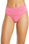 Calvin Klein Scallop Lace Trim High Waist Thong In Pink Smoothie