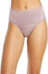 Calvin Klein Scallop Lace Trim High Waist Thong In Orchid Blush