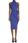 Chiara Boni La Petite Robe Gudrum High Neck Cocktail Dress In Iris