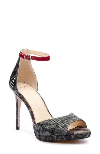 Jessica Simpson Women's Daisile Ankle Strap Heeled Sandals Women's Shoes In Grey Combo