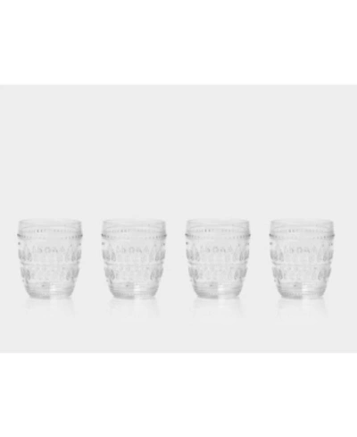 Euro Ceramica Fez Double Old Fashion Glasses, Set Of 4 In Clear