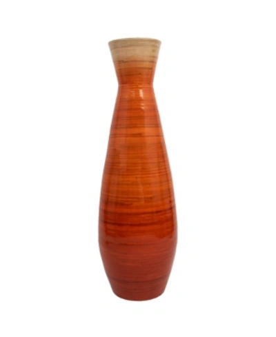Uniquewise 31.5" Classic Bamboo Handmade Floor Vase In Orange