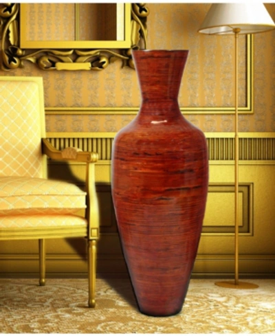 Uniquewise 37.5" Modern Tall Bamboo Floor Vase In Red
