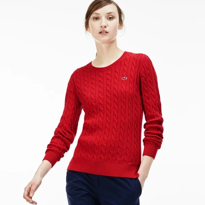 pasta dagsorden ansøge Lacoste Women's Cotton Cable Knit Crewneck Sweater - Tokyo Chine | ModeSens