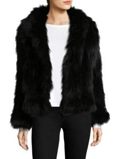 Adrienne Landau Knit Fox Fur Hooded Jacket In Black