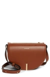 Wandler Nana Leather Saddle Bag In Tan/white Stitch