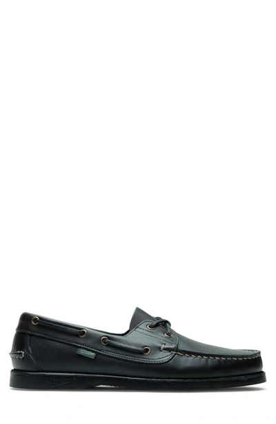 Paraboot Barth Boat Shoe In Lisse Noir