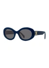 Celine Triomphe Logo Oval Acetate Sunglasses In Grey