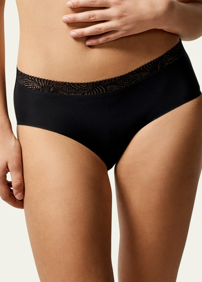 Chantelle Soft Stretch Lace-trim Hipster Briefs In Black