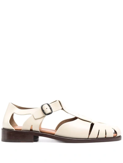 Hereu Pesca Cutout Leather Sandals In White