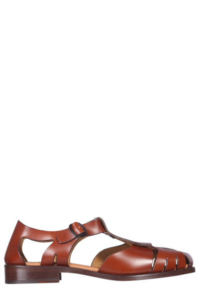 Hereu Buckle-fastening Cut-out Sandals In Brown