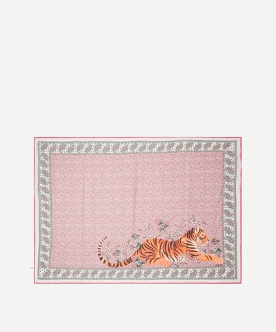 Liberty Tiger Poppy Persia 147 X 111cm Cotton Sarong In Coral
