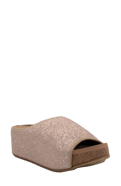 Volatile Festina Platform Slide Sandal In Blush Fabric