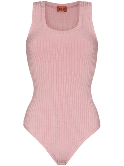 Alix Nyc Hart Novelty Knit Bodysuit In Pink