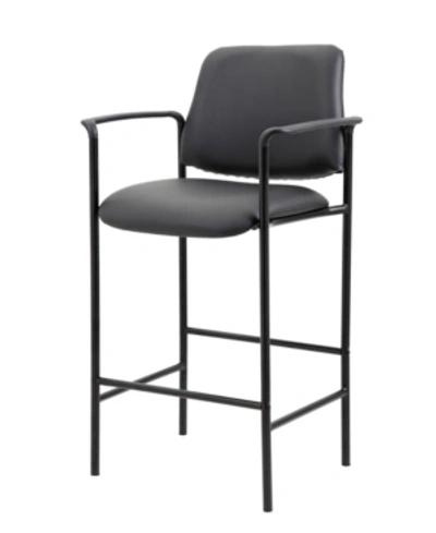 Boss Office Products Square Back Diamond Stool With Arm In Black