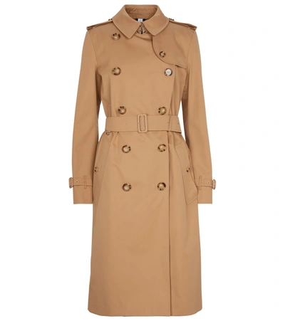 Burberry Circular Back Logo Print Cotton Trench Coat In Brown