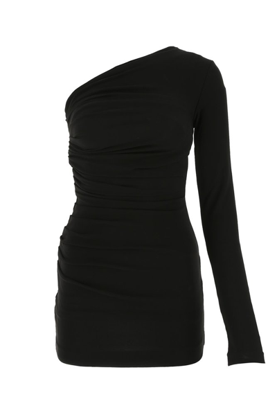 Dsquared2 One-shoulder Ruched Mini Dress In Black