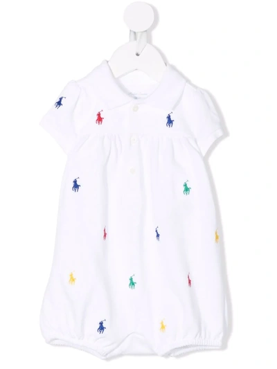 Ralph Lauren Babies' White Logo-embroidered Cotton Playsuit 3-24 Months 9 Months