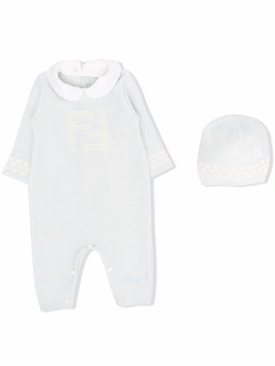 Fendi Light-blue Set For Baby Boy With Douple Ff In Light Blue