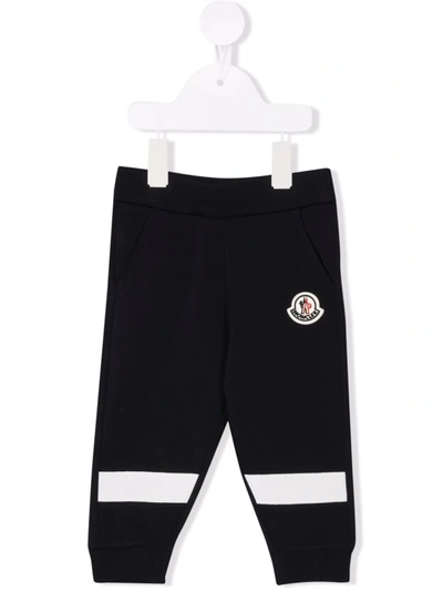 Moncler Blue Sweatpants For Baby Kids With Iconic Patch In Navy