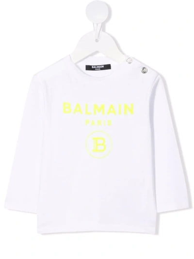 Balmain White T-shirt For Baby Kids With Logo
