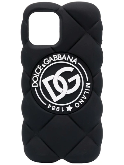 Dolce & Gabbana Dg Logo Quilted Iphone 12 Pro Case In Black
