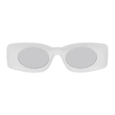 Loewe White Paula's Ibiza Square Sunglasses In 21c White