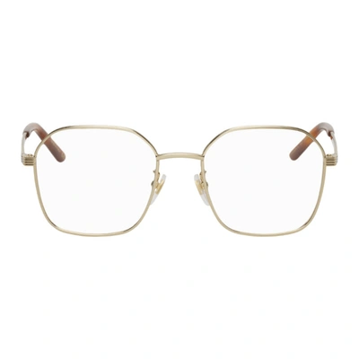 Gucci Gold Rounded Square Glasses In 002 Gold