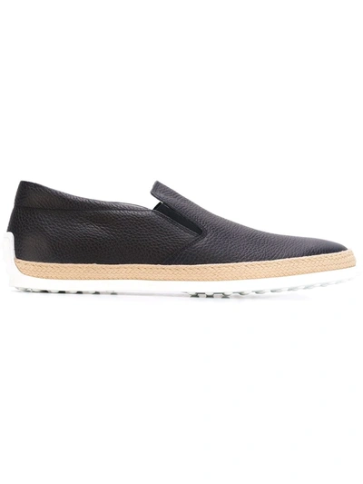 Tod's Ods Mens Navy Gomma Rafia Leather Skate Shoes Eur 43 / 9 Uk