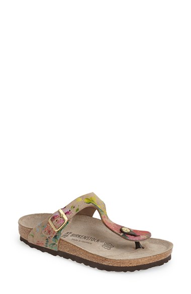 Birkenstock 'gizeh' Suede Thong Sandal (women) In Flower Crush Taupe ...