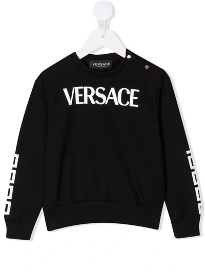 Versace Babies' Greca Logo-print Cotton Sweatshirt 6-36 Months In Black